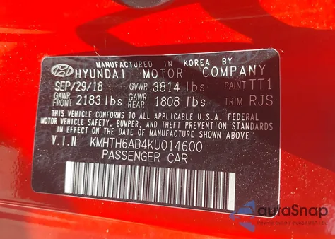 2019 Hyundai Veloster Turbo Ultimate из США, поврежденный, VIN KMHTH6AB4KU014600